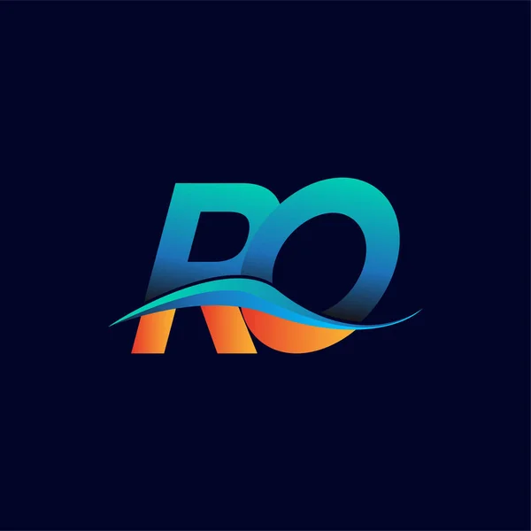 Initial Letter Logo Company Name Blue Orange Color Swoosh Design — Stock Vector