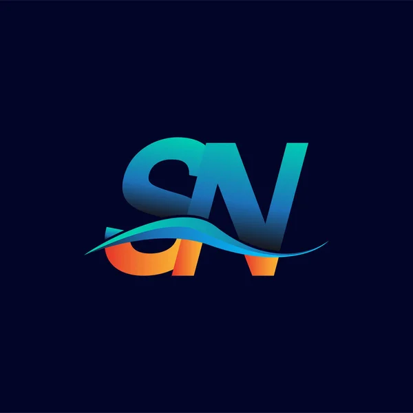 Początkowe Logo Litery Nazwa Firmy Niebieski Pomarańczowy Kolor Swoosh Projektu — Wektor stockowy