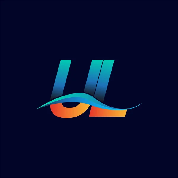 Logo Inițial Literei Numele Companiei Albastru Portocaliu Culoare Swoosh Design — Vector de stoc