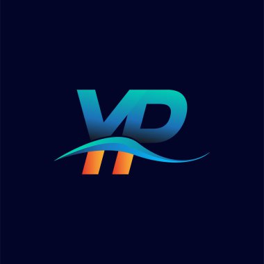 İlk harf logosu YP şirketi adı mavi ve turuncu renkli Swoosh tasarımı. İş ve şirket kimliği için vektör logosu.