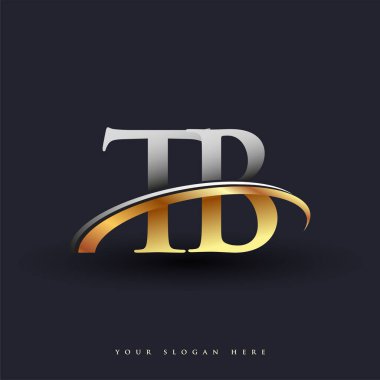 Tüberküloz şirketinin ilk adı altın ve gümüş rengi Swoosh tasarımı, beyaz arka planda izole edilmiş. iş ve şirket kimliği için vektör logosu.