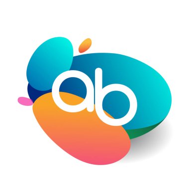 Renkli arka planı olan AB logosu, yaratıcı endüstri, web, iş ve şirket için harf kombinasyon logosu tasarımı.