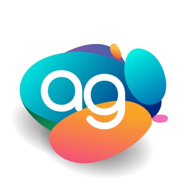 Renkli arkaplanı olan AG logosu, yaratıcı endüstri, web, iş ve şirket için harf kombinasyonu tasarımı.