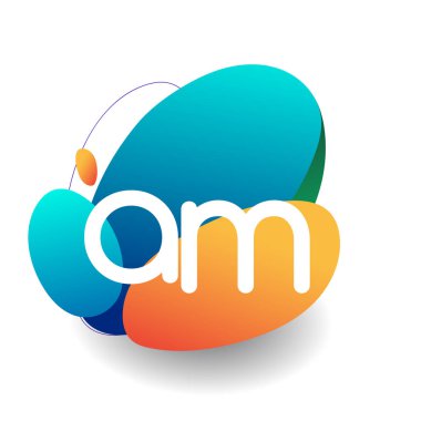 Renkli arka planı olan AM harfi logosu, yaratıcı endüstri, web, iş ve şirket için harf kombinasyonu tasarımı.