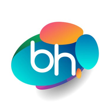 Renkli bir arka plana sahip BH harfi logosu, yaratıcı endüstri, web, iş ve şirket için harf kombinasyonu tasarımı.