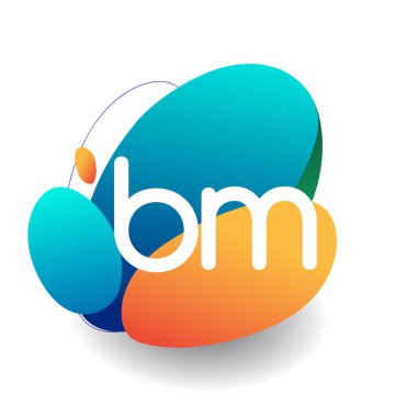 BM harfi logosu renkli sıçrama arkaplanı, yaratıcı endüstri, web, iş ve şirket için harf kombinasyonu tasarımı.