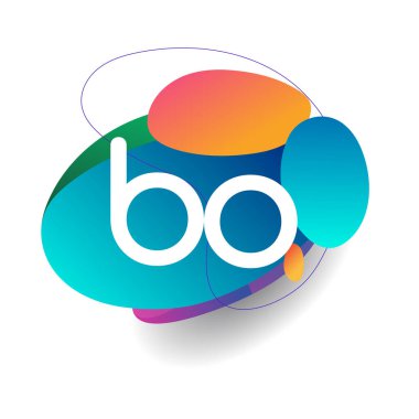 Renkli arkaplanı olan BO logosu, yaratıcı endüstri, web, iş ve şirket için harf kombinasyonu tasarımı.