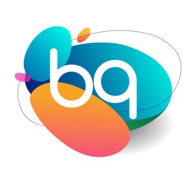 Renkli arkaplanı olan BQ logosu, yaratıcı endüstri, web, iş ve şirket için harf kombinasyonu tasarımı.