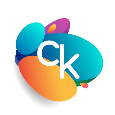 CK harfi logosu rengarenk arka plan, yaratıcı endüstri, web, iş ve şirket için harf kombinasyonu tasarımı.