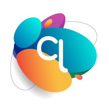Renkli bir arka planı olan CL logosu, yaratıcı endüstri, web, iş ve şirket için harf kombinasyonu tasarımı.