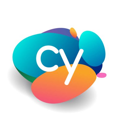 Renkli arkaplanı olan CY logosu, yaratıcı endüstri, web, iş ve şirket için harf kombinasyonu tasarımı.