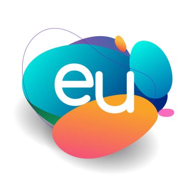 Renkli arka plan, yaratıcı sanayi, web, iş ve şirket için harf kombinasyonu tasarımlı AB logosu.