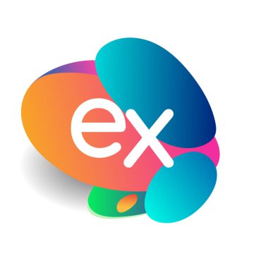 Renkli arka planlı EX logosu, yaratıcı endüstri, web, iş ve şirket için harf kombinasyonu tasarımı.