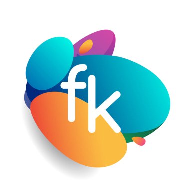 Renkli bir arka planı olan FK logosu, yaratıcı endüstri, web, iş ve şirket için harf kombinasyonu tasarımı.