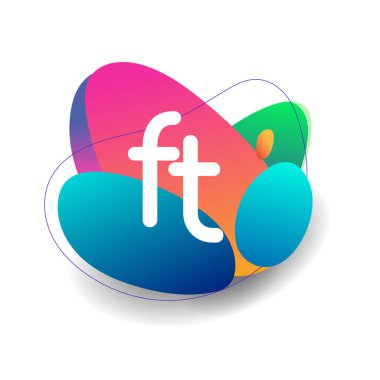 FT harfi logosu rengarenk arka plan, yaratıcı endüstri, web, iş ve şirket için harf kombinasyonu tasarımı.