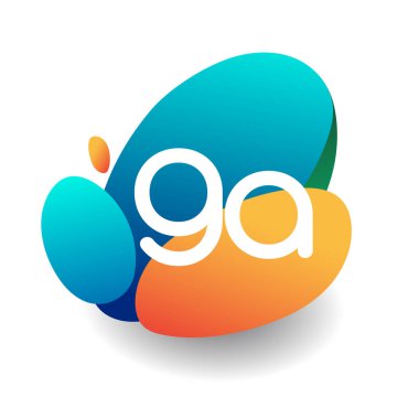 Renkli arka planlı GA logosu, yaratıcı endüstri, web, iş ve şirket için harf kombinasyonu tasarımı.