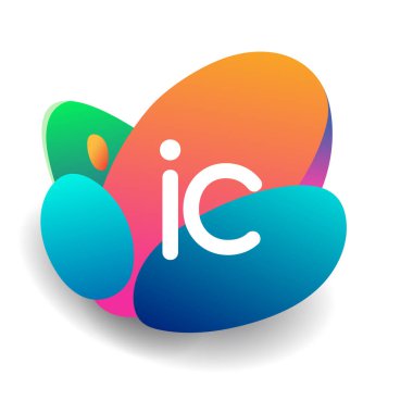 IC logosu rengarenk arka plan, yaratıcı endüstri, web, iş ve şirket için harf kombinasyonu tasarımı.