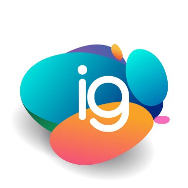 Renkli bir arka planı olan IG logosu, yaratıcı endüstri, web, iş ve şirket için harf kombinasyonu tasarımı.