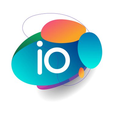 Renkli arkaplanı olan IO logosu, yaratıcı endüstri, web, iş ve şirket için harf kombinasyonu tasarımı.
