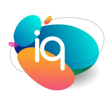 IQ logosu rengarenk arka plan, yaratıcı endüstri, web, iş ve şirket için harf kombinasyonu tasarımı.
