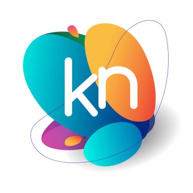 Renkli arka planlı KN logosu, yaratıcı endüstri, web, iş ve şirket için harf kombinasyonu tasarımı.