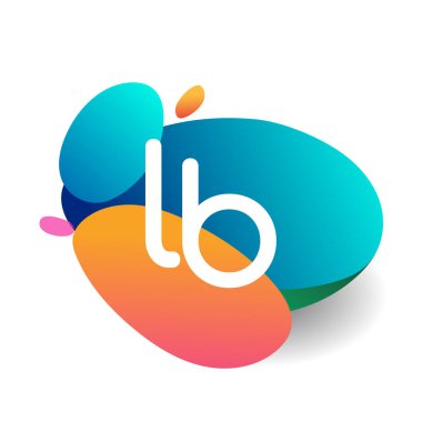 LB logosu renkli sıçrama arkaplanı, yaratıcı endüstri, web, iş ve şirket için harf kombinasyonu tasarımı.