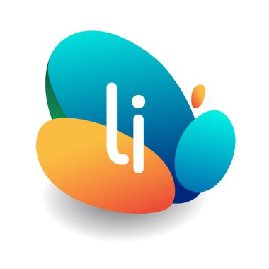 LI harfi logosu rengarenk arka planda, harf kombinasyonu tasarımında yaratıcı endüstri, web, iş ve şirket için.