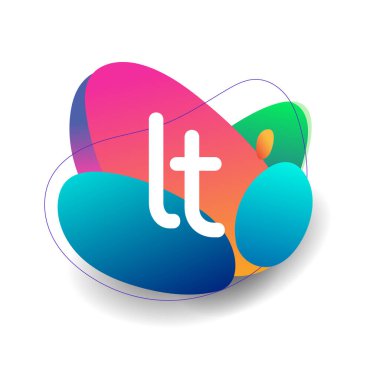 LT logosu rengarenk arka planı, yaratıcı endüstri, web, iş ve şirket için harf kombinasyonu tasarımı.