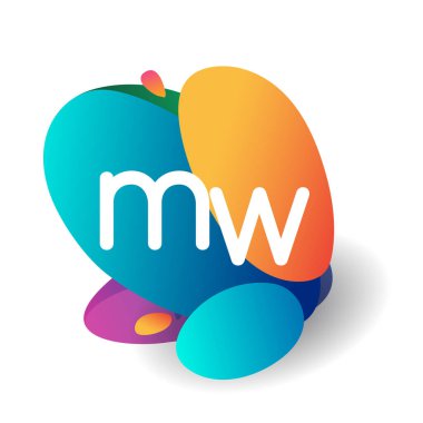 MW harfi logosu rengarenk arka plan, yaratıcı endüstri, web, iş ve şirket için harf kombinasyonu tasarımı.
