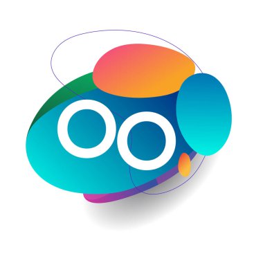 Rengarenk arka planlı harf OO logosu, yaratıcı endüstri, web, iş ve şirket için harf kombinasyonu tasarımı.
