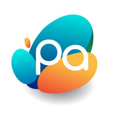Renkli arka planı olan PA logosu, yaratıcı endüstri, web, iş ve şirket için harf kombinasyon logosu tasarımı.