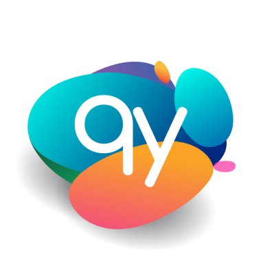 Renkli arkaplanı olan QY logosu, yaratıcı endüstri, web, iş ve şirket için harf kombinasyonu tasarımı.