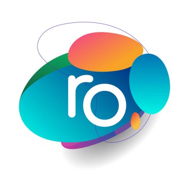 Renkli arka planlı harf RO logosu, yaratıcı endüstri, web, iş ve şirket için harf kombinasyonu tasarımı.