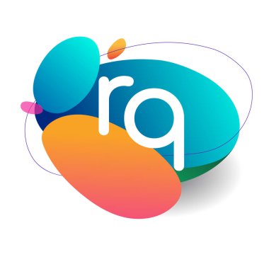 Renkli arkaplanı olan harf RQ logosu, yaratıcı endüstri, web, iş ve şirket için harf kombinasyonu tasarımı.