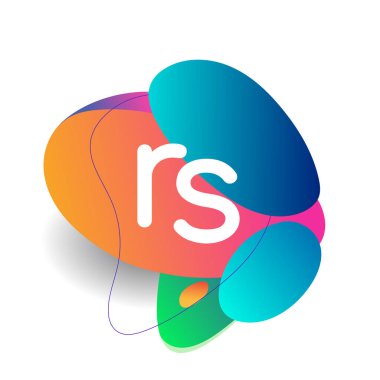 Renkli sıçrama geçmişi olan SC harfi logosu, yaratıcı endüstri, web, iş ve şirket için harf kombinasyonu tasarımı.