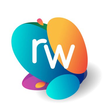 RW harfi logosu rengarenk arka plan, yaratıcı endüstri, web, iş ve şirket için harf kombinasyonu tasarımı.
