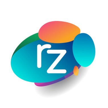 RZ harfi logosu rengarenk arka plan, yaratıcı endüstri, web, iş ve şirket için harf kombinasyonu tasarımı.