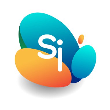 SI harfi logosu rengarenk arka planda, harf kombinasyonu tasarımında yaratıcı endüstri, web, iş ve şirket için.