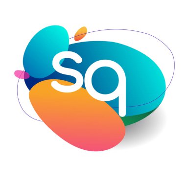 Renkli arkaplanı olan harf SQ logosu, yaratıcı endüstri, web, iş ve şirket için harf kombinasyonu tasarımı.