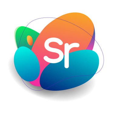 Renkli arkaplanı olan SR logosu, yaratıcı endüstri, web, iş ve şirket için harf kombinasyonu tasarımı.