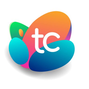 Renkli arka planlı TC logosu, yaratıcı endüstri, web, iş ve şirket için harf kombinasyonu tasarımı.
