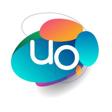 Renkli arkaplanlı UO logosu, yaratıcı endüstri, web, iş ve şirket için harf kombinasyonu tasarımı.
