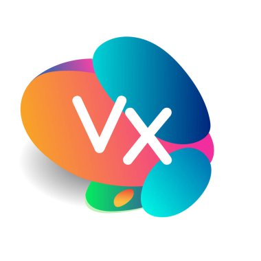 Renkli arka planı olan VX harfi logosu, yaratıcı endüstri, web, iş ve şirket için harf kombinasyonu tasarımı.
