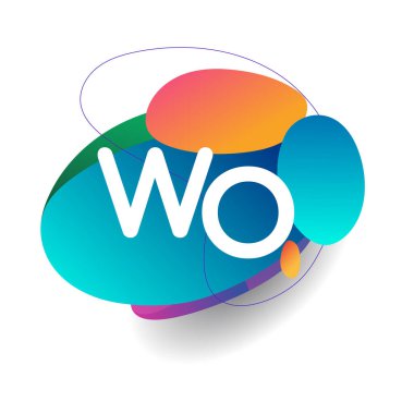 Renkli arka planlı WO logosu, yaratıcı endüstri, web, iş ve şirket için harf kombinasyonu tasarımı.