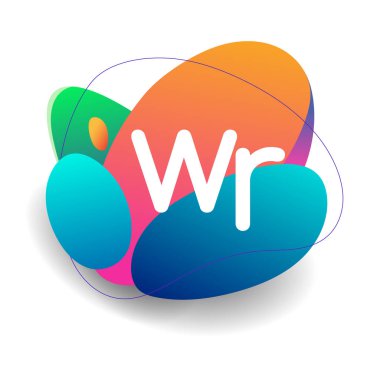Renkli arkaplanı olan WR logosu, yaratıcı endüstri, web, iş ve şirket için harf kombinasyonu tasarımı.