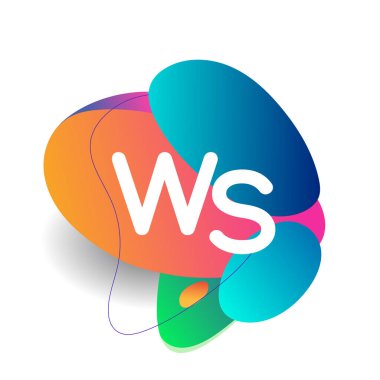 Renkli arka planlı WS logosu, yaratıcı endüstri, web, iş ve şirket için harf kombinasyonu tasarımı.