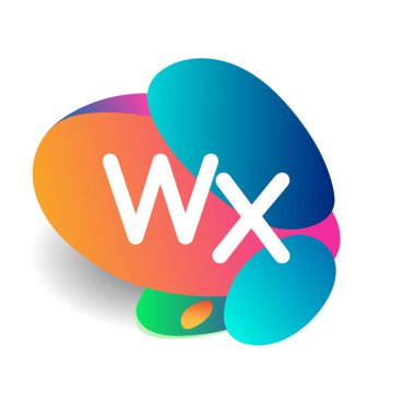 Renkli arka planlı WX logosu, yaratıcı endüstri, web, iş ve şirket için harf kombinasyonu tasarımı.