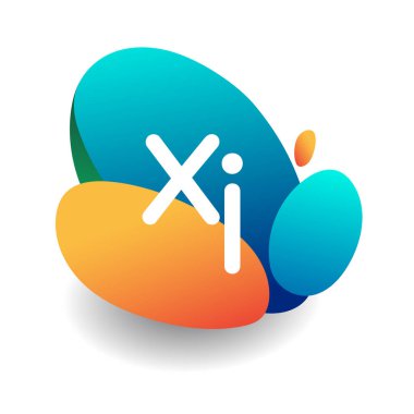 Renkli sıçrama arkaplanı olan XI harfi logosu, yaratıcı endüstri, web, iş ve şirket için harf kombinasyonu tasarımı.