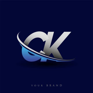 CK logotype şirketinin ilk harfi mavi ve gri renkli desenli. iş ve şirket kimliği için vektör logosu.