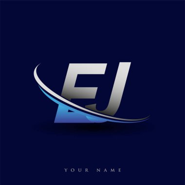 İlk harf EJ logotype şirketi adı mavi ve gri renkli. iş ve şirket kimliği için vektör logosu.